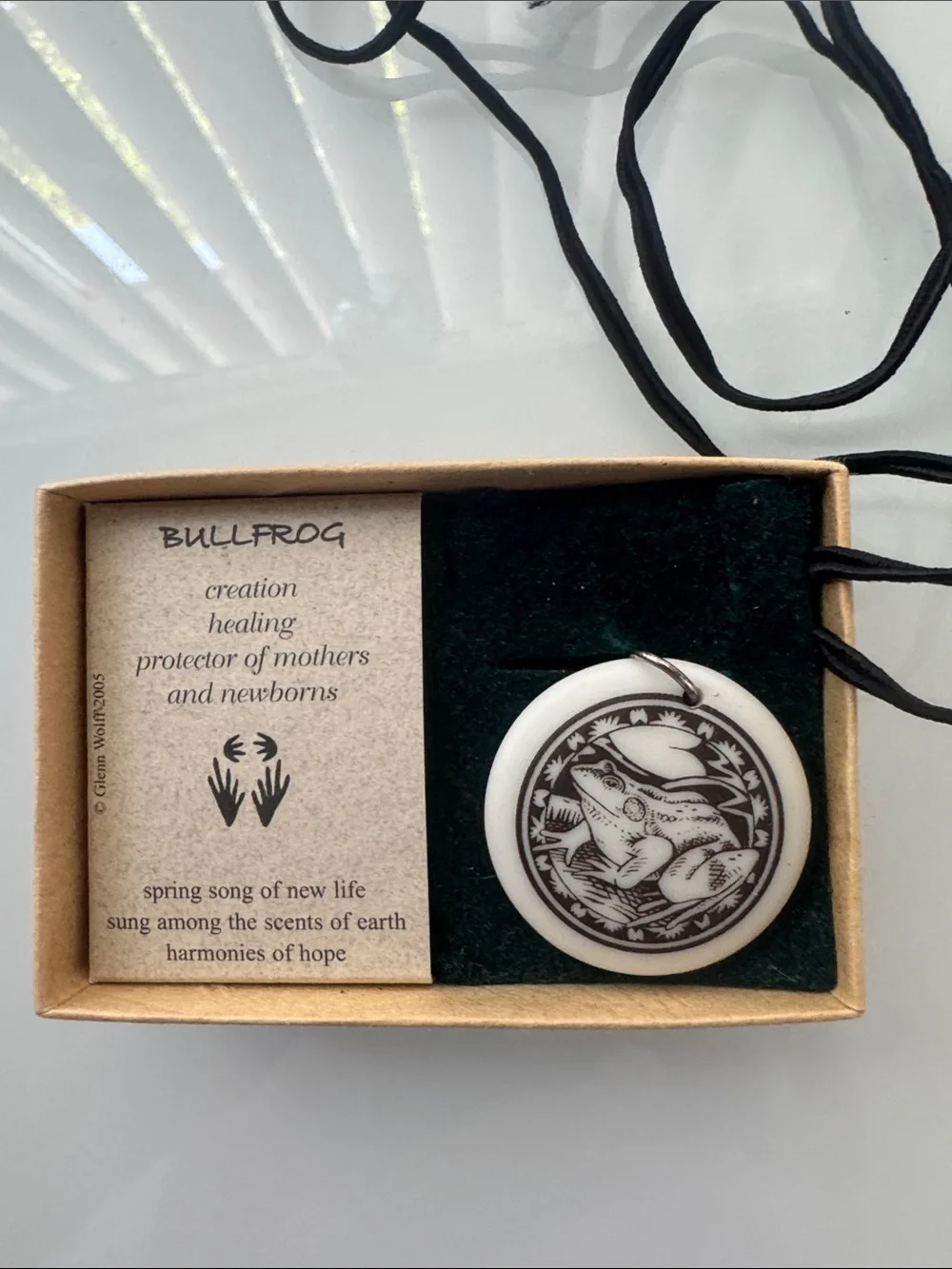 Touchstone Pottery Bullfrog Pendant Necklace by American artist Glenn Wolff